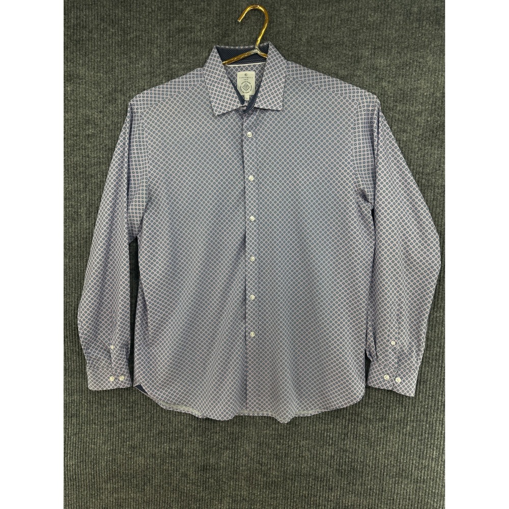 Construct Dress Shirt Mens 17 Purple Geometric Slim Fit Good Stretch Wicking